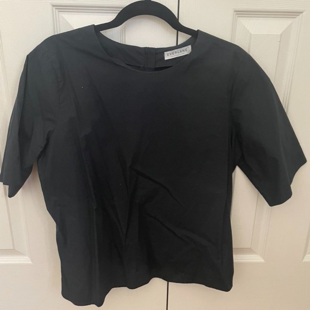 Everlane Black Cotton Short-Sleeve Top - Size M